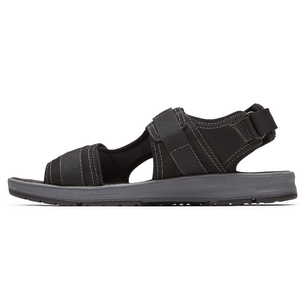 Rockport Mens Sandals Black - Lucky Bay Sport 3 Strap - UK 435-DFMXOG